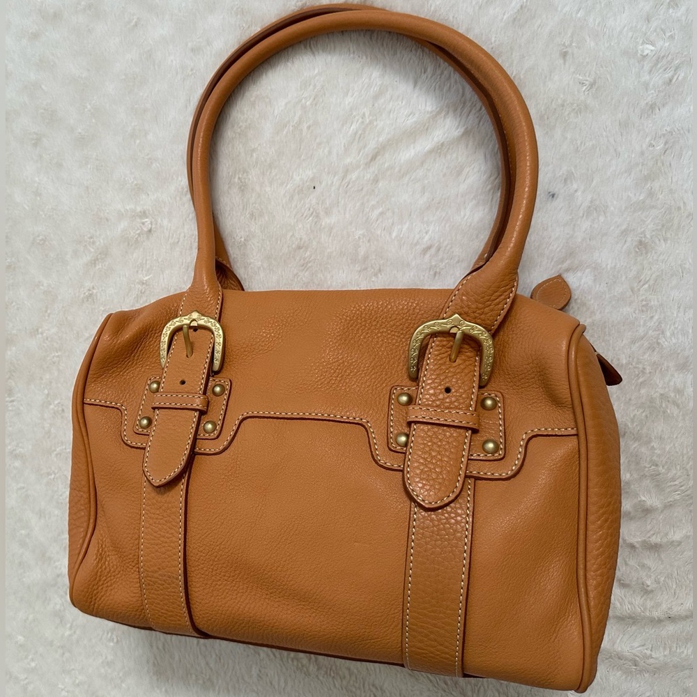 Dooney & Bourke medium double buckle leather satchel bag